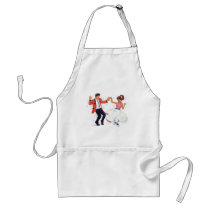 swing dancer with poodle skirt and saddle shoes apron