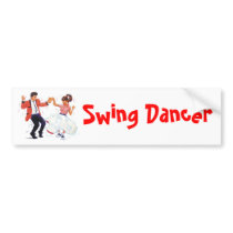 swing dancer with poodle skirt and saddle shoes bumper sticker