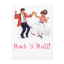 swing dancer with poodle skirt and saddle shoes post card