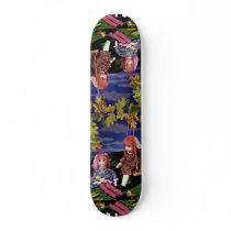 Swing dolls in colourful dresses skateboard