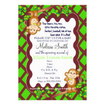 Swinging Monkey Baby Shower Invitations