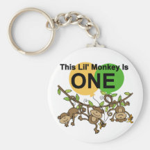 Swinging Monkeys 1st Birthday t shirts and Gifts Keychains