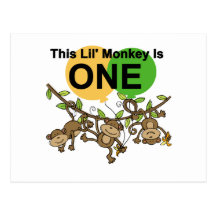 Swinging Monkeys 1st Birthday t shirts and Gifts Postcard