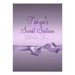 Swirl & Bow Purple Birthday Invite
