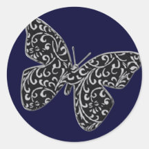 Swirl & Butterfly Sticker Navy Blue Deep Blue