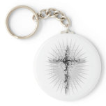 Swirl-Floral Cross-1 Key Chains