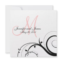 Swirl Pink Monogram Wedding Save the Date Custom Invite
