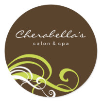 Swirl Salon spa sticker lime green brown