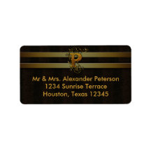 Swirl Scroll Monogram Letter P Address Labels