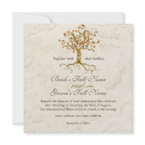 Swirl Tree Roots Antiqued Parchment Wedding Invites