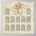 Swirl Tree Roots Antiqued Reception Seating Chart Poster