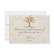 Swirl Tree Roots Antiqued Tan RSVP Response Card Announcements