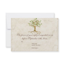 Swirl Tree Roots Antiqued Tan RSVP Response Card