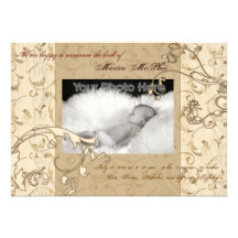 Swirl vintage baby birth announcement
