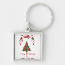 Swirled Christmas Tree Key Chain