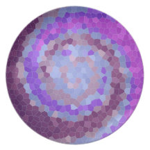 Swirling Abstract Purple Mosaic Party Plate