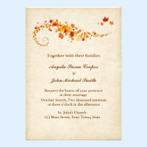 Swirling Autumn Leaves Wedding invitations
