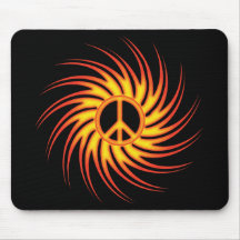 SWIRLING FIRE PEACE SIGN MOUSE PADS
