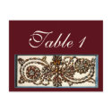 Swirling Shells Wedding Reception Table Numbers postcards