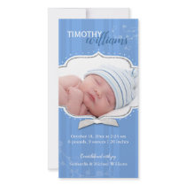 Swirling Stripe Baby Boy Photo Birth Announcements Photo Cards