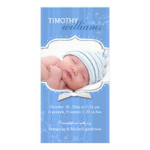 Swirling Stripe Baby Boy Photo Birth Announcements Photo Cards