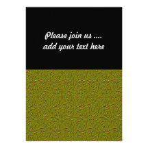 Swirling Vines Gold over Olive Green Invitations