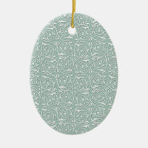 Swirling Vines in Pale Sage Green and White Christmas Ornament