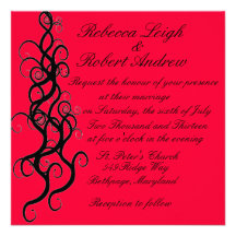 Swirling Wedding Invitations in Red
