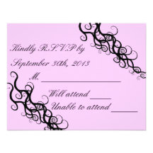 Swirling Wedding RSVP Cards in Pink
