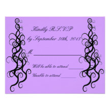 Swirling Wedding RSVP Cards in Purple