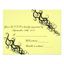 Swirling Wedding RSVP Cards in Yellow
