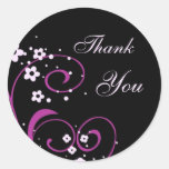 Swirls & Flowers Thank You Envelope Seals Round Sticker