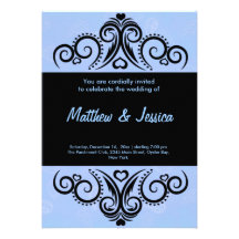 Swirls Heart Wedding (Blue) Announcement