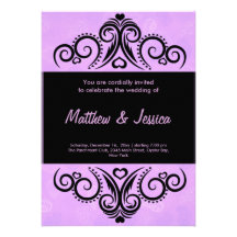 Swirls Heart Wedding (Purple) Invites