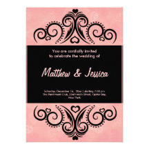 Swirls Heart Wedding (Red) Personalized Announcement
