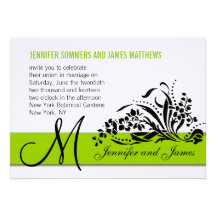 Swirls Wedding Invitations Monogram Names Green