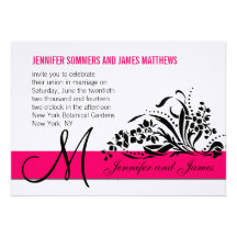Swirls Wedding Invitations Monogram Names Pink