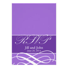 Swirls Wedding RSVP Reply Cards Purple Lilac Invitations