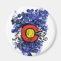 Swirly Abstract Colorado Flag Refrigerator Magnet