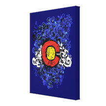 Swirly Abstract Colorado Flag Wall Canvas Stretched Canvas Prints