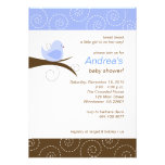 Swirly bird Blue Boy Baby Shower Invitation