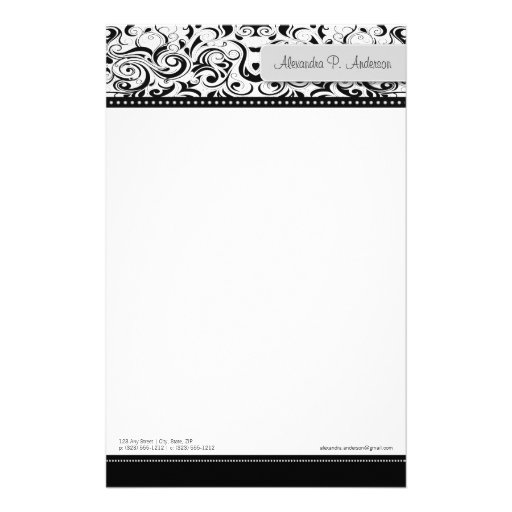 Swirly Black Boutique Designer Stationery