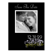 Swirly Black & White Save The Date Post Card