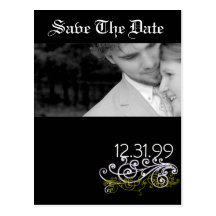 Swirly Black & White Save The Date Post Cards