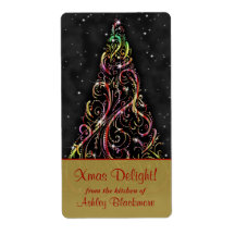 Swirly Christmas Tree Xmas Holiday Baking Labels