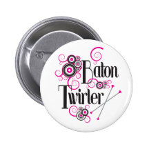 Swirly Circle Baton Twirler Pinback Buttons