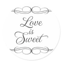 Swirly classic Love is Sweet Candy Buffet Sticker