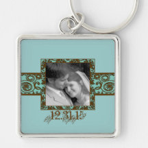 Swirly Floral Wedding Keychain