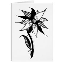 Swirly Flower By Naomi - Black & White Greeting Card