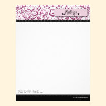 Swirly Fuschia Boutique Designer Letterhead letterhead
